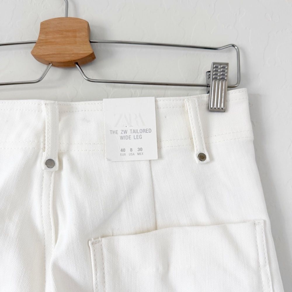 NWT Zara Wide Leg Tailored White Denim Jeans Size EU 40 US 8 - Picture 12 of 13